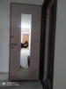 Входная квартирная дверь, с зеркалом, мдф, отделка рама, цвет кремовый
